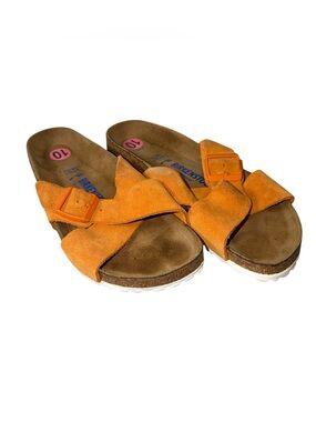 Birkenstock Siena Sandals Russet Orange Suede  Narrow Width Soft Footbed